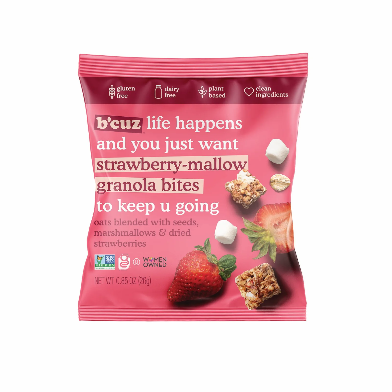 Strawberry Mallow Granola Bites